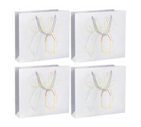 4Pcs Large Gift Bag, 32 x 26 x 11CM Gift Bags for Presents, Thickened Gold-stamped Bow Texture Gift Bag for Wedding Christening Birthday Communion Graduation Congratulations (Gray)