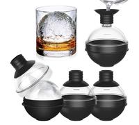 4PCS Large Ice Block Moulds, Reusable Round Ice Block Moulds, Ball Ice Block Moulds with Easy Release, Large Ice Block Trays Silicone for Freezer Whiskey, Gin, Cocktails