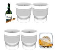 4Pcs Large Ice Cube Moulds｜5cm Ice Ball Mould Set｜Reusable & Stackable, Easy to Demold Round Ice Cube Moulds for Freezer Whiskey, Gin, Cocktails & Soft Drinks (White, L)