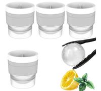 4Pcs Large Ice Cube Moulds｜6cm Ice Ball Mould Set｜Reusable & Stackable, Easy to Demold Round Ice Cube Moulds for Freezer Whiskey, Gin, Cocktails & Soft Drinks (White, XL)