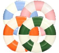 4Pcs Large Inflatable Pool Float for Adults 36 Inch Classic Striped Swim Rings Swimming Pool Tubes for Teens Summer Beach Themed Party (Multicolor)