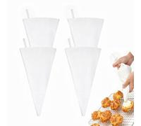 4pcs Large Piping Bags Reusable, 16 Inch Reusable Icing Piping Bags Cake Decorating Bag, Cotton Strong Icing Bag for Cake Cupcake Dessert Cookies Pies Decoration, White Hangable (White, One Size)