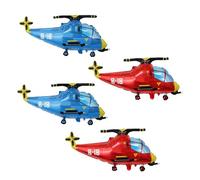 4pcs Large Red and Blue Airplane Helicopter Shaped Foil Balloons for Birthday
