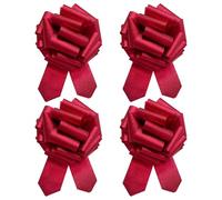 4PCS Large Red Car Bow,12 Inch Giant Car Bow with 2 Ribbon Tails,Huge Presents Bows Decoration,Christmas Metallic Gift Wrapping Bows Ribbon for Wedding Bikes Car Baskets Presents Big Gift (Matte)