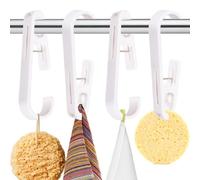 4Pcs Laundry Hooks with Clips Hanger, Multipurpose Plastic Clothes Pins, Single Clip Hangers, Socks Glove Boot Towels Clips for Bathroom Wardrobe Kitchen Travel Portable (White)