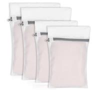 4PCS Laundry Mesh Wash Bags, Mesh Laundry Bags for Delicates, Lingerie Bag, Garment Bag for Washing Machine, Bras, Socks Grey (2 Medium, 2 Small)