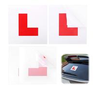4PCS Learner Plate L Plate for Car,2PCS of Self Adhesive L Sticker and 2PCS of Electrostatic L Plates for Car Window,Waterproof No Blow off Easy to Move without Scratching,Suitable for All Surfaces