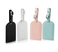 4pcs Leather Baggage Labels, Luggage Tags, with Adjustable Strap and Privacy Cover, for Preventing Loss for Travel Bag, Checked Luggage, Suitcases, Laptop Bags, Backpacks
