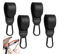 4Pcs Leather Buggy Clips, Universal Pram Hooks Pram Clips Pram Accessories, Non-Slip PU Leather Pram Clips for Bags, Pushchair Bag Hook for Baby Carriers Rocking Chairs Baby Strollers