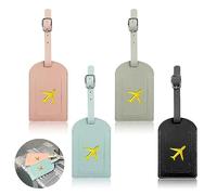 4PCS Leather Luggage Tags,Personalised Durable Travel Tags, Suitcase Identifier Labels, Adjustable Bag Tags with Privacy Protection Cover, Luggage Labels for Varied Bags, Gift Option