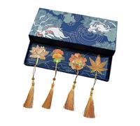 4Pcs Leaves Metal Bookmarks with Tassels Hollowed Leaves Novel Page Marker Page Divider for Book Lover Teacher Cultural