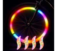 4PCS LED Bike Wheel Spoke Lights Multicolour Neon Tire Flash Lamp with 3 Lighting Modes Waterproof Cycling Safety Lights for Adults Easy Install Bicycle Accessories for Night Riding Fun Rides