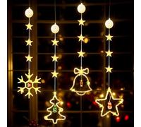 4PCS LED Christmas Window Lights With Suction Cups - Indoor Outdoor Decorations, Battery Operated Curtain Lights for Xmas Decor