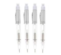 4Pcs LED Diamond Drill Pen with Light for Rhinestones and Small Diamonds | Ergonomic Plastic Grip, Silver Finish, 15x1.2x1.2cm, for Beginners and Crafters at Workstations
