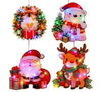 4PCS LED Illuminated Plastic Christmas Hanging Ornamentations Set For Festival Atmospheres Creation Energy Efficient Plastic Christmas Ornaments Indoor
