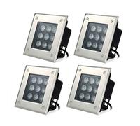 4PCS LED Outdoor Buried Lights - IP67 Waterproof Landscape Lighting 85-265V Square Embedded Recessed Lights Warm White 36W Garden Spotlights for Pathway Patio Yard