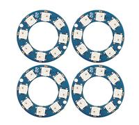 4Pcs LED Ring Lamp Board, RGB Full Color WS2812 5050 LED Ring Light Module with 8pcs High Brightness LEDs for Decorative Lighting, Video Setup and DIY Projects