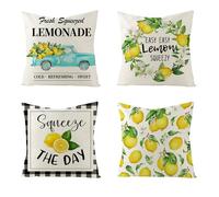 4PCS Lemon Fruit Cushion Cover, Farmhouse Truck Outdoor Decorative Linen Throw Pillow Cover, Double Sided Printing 45x45cm Cushion Covers for Sofa Couch Bed Home Garden Outdoor Decor
