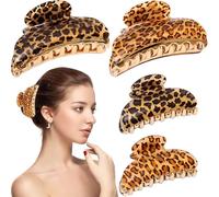 4Pcs Leopard Hair Claw Clips, 2.8 Inch & 3.5 Inch Christmas Claw Clip Hen Party Accessories Anti-Slip Hair Claws Banana Claw Clips for Thick Hair Women Girls