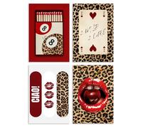 4Pcs Leopard Print Posters for Bedroom, Canvas Posters & Prints, Leopard Print Wall Art for Aesthetic bedroom, Cheetah Prints Art for Living Room, Bar, Cafe, Gallery Wall