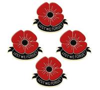 4PCs Lest We Forget Poppy Brooch Pins Brooches for Hero Soldier Remembrance Day Gifts Veterans Day Poppy Brooch