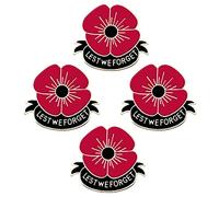 4pcs Lest We Forget Poppy Flowers Brooches Pins Breastpin Remembrance Sunday Red Flower Rhinestone Badges Banquet Enamel Poppy Lapel Pins