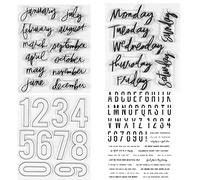 4PCS Letter and Number Stamp Month, Day of The Week Word Transparent Stamp Card Making for DIY Scrapbooking Paper Crafting Arts Supplies Handmade