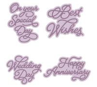 4PCS Letters Metal Cutting Dies for Card Making On Your Special Day, Best Wishes, Wedding Day, Happy Anniversary Alphabets Metal Die Cuts for DIY Scrapbooking Paper Crafting Embossing Stencil Punch