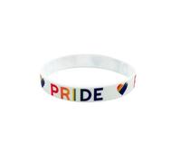 4Pcs LGBT Rainbow Silicone Rubber Bracelets Gay Motivational Wristbands Day Month Bracelets for Women Men Party Festival Jewelry Qhw747 (White, 20.2cm)