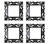4Pcs Light Switch Surround, Acrylic Square Switch Surround Protective Cover, 3D Wall Mirror Flower Wall Stickers, Peel and Stick Plate Light Switch Sticker for Home Wall Switch Decoration (Black)