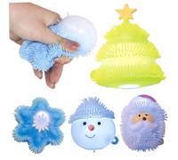 4Pcs Light Up Toys, Christmas Stress Balls Includes Santa, Christmas tree, Snowflake, Snowman Stress Relief Squeeze Ball with Build-in Batteries for Xmas Gift Light Up Balls