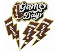 4Pcs Lightning Athletic Football Patches, Ball Sports Rugby Football Embroidered Iron On Patches for Hat Clothes Jeans Bags