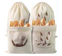 4PCS Linen Bread Bags for Homemade Bread 30X40CM Reusable with Drawstring