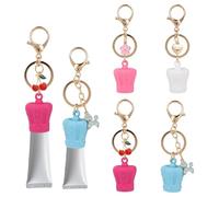 4pcs Lip Balm Keychain Caps, Lipgloss Holder with Metal Keyring Compatible with Summer Fridays 0.5oz & Langige 0.35oz Lip Balms (Crown Design)