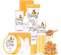 4PCS Lip Care Set - Lip Mask Lip Balm Lip Scrub Lip Oil, Honeybalm Sleeping Mask Lip Scrub Exfoliator Lip Repair Sets, Moisturizing Hydrating Reduce Lip Lines Lip Balm Set for Dry Peeling Cracked Lips