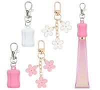 4PCS Lip Gloss Holder Keychain for Summer Fridays Flexible Silicone Lipgloss Lip Balm Holder Keychain Sleeve 0.55-0.7in Lip Balm Cap and Holder Set for Women Girl Keychains Portable Accessories