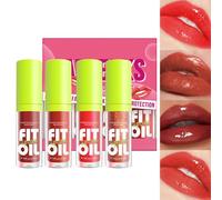 4PCS Lip Gloss Set, Plumping Lip Oil Set, Light Long Lasting Tinted Glitter Liquid Lip Gloss, Moisturizing Lip Care Oil Liquid Lipsticks Lip Balm for Girls and Women