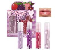 4Pcs Lip Oil Set, Roll On Clear Lip Gloss, Hydrating Lip Balms With Fruity Flavors(Grape Cherry Strawberry Peach), Non-Sticky Long Lasting Shine, Teenage Girl Gifts For Lip Care