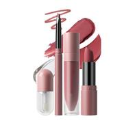 4pcs Lip Set Bundle With Lip Liner Matte Liquid Lipstick Gloss, 8 Color Options Multi-function Lip Kit, Long-Lasting Waterproof Complete Lip Makeup Kit For Women(G)