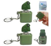 4PCS Lizard Button Keychain, Rechargeable Little Yellow Duck Animal Keychains with Sound and Colorful Lights,Fidget Toys Adults Anxiety Relief (Dark Green Lizard ×2 + Light Green Lizard ×2)