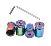 4PCS Locking Car Tire Valve Stems Caps, Anti-Theft Auto Wheel Valve Stem Covers with O Rubber Seal, Universal Stainless Tyre Air Stems Cover for Cars, Bicycles, Motorcycles (Colorful)