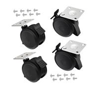 4Pcs Locking Casters with Plate and Screw for Weber Spirit 200/2013+ Grill, 69828 69827 Replacement Wheels, 2.87inch Black Nylon Barbecue Equipment Parts