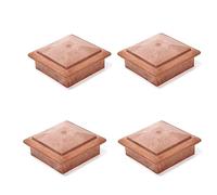 4Pcs Log Color Fence Post Caps 5.9" x 5.9" Square Post Caps (Wood Plastic Composite) Wood Grain Vintage Color for Outdoor, Stairs, Decks, Mailboxes, Posts