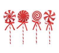 4PCS Lollipop Christmas Tree Decorations, 20CM Large Candy Ornaments For Christmas Tree, Red White Peppermint Lollipop For Holiday Home Decor