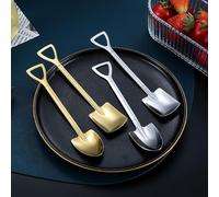 4Pcs Long Handle Retro Shovel Spoon Set Stainless Steel Ice Cream, Watermelon, and Coffee Spoons Kitchen Tools