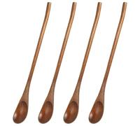 4pcs Long Handle Wooden Coffee Spoon Brown for Stirring Deep Mugs