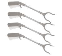 4pcs Long Reach Grabber Trash Picker 40cm Stainless Steel for Seniors | Indoor Kitchen Use, Secure Gripping Jaw, Ergonomic Handle, Keeps Hands Dry