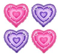 4Pcs Loop Beat Heart Balloons Pink + Purple