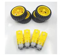 4pcs/lot 3V-6V 5V Dual Shaft Gear electronic starter Tire Tyres Wheel DIY Smart Car AUOQKQUT(4 x Motor 4 x Wheel)