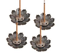 4PCS Lotus Incense Holder Stick with 6 Incense Holes, Classic Metal Incense Holder Set for Meditation Yoga Tea Room Home Fragrance Decor, Aromatherapy Spiritual Relaxation and Calm Ambience